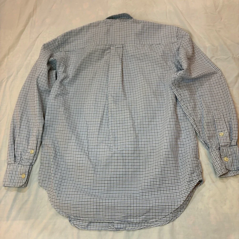 Ralph Lauren Boys Blue‎ White Tattersall Check Button Down Shirt M 10-12